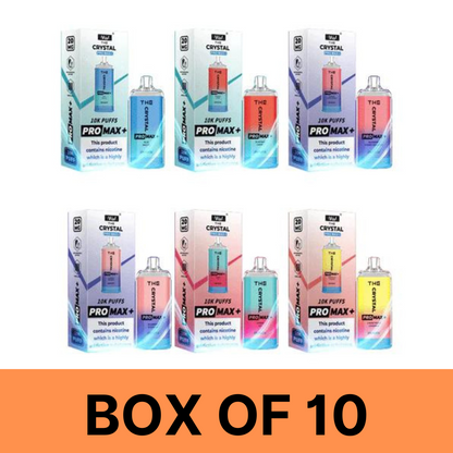 Crystal Pro Max Box of 10 Disposable Vape 10000 Puffs UK